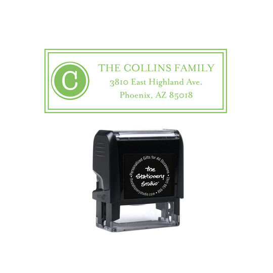 Circle Initial with Address Rectangular Self-Inking Stamp